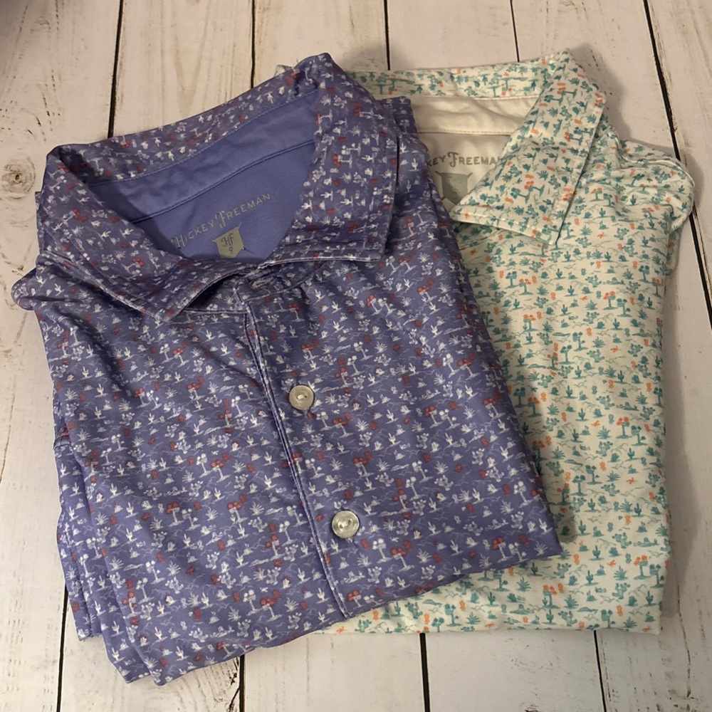 Hickey Freeman Golf Polo Mens L Cactus Desert Performance Short Sleeve Set Of 2
